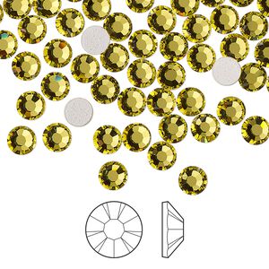Flat back 1440pk acid yellow foil back, Preciosa MAXIMA Czech crystal hotfix rhinestone 4.6-4.8mm chaton rose round SS20