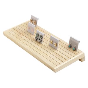 Display, earring card holder, lacquered wood, 1-1/2 x 15 x 5-1/2 inch inclined. Sold individually.