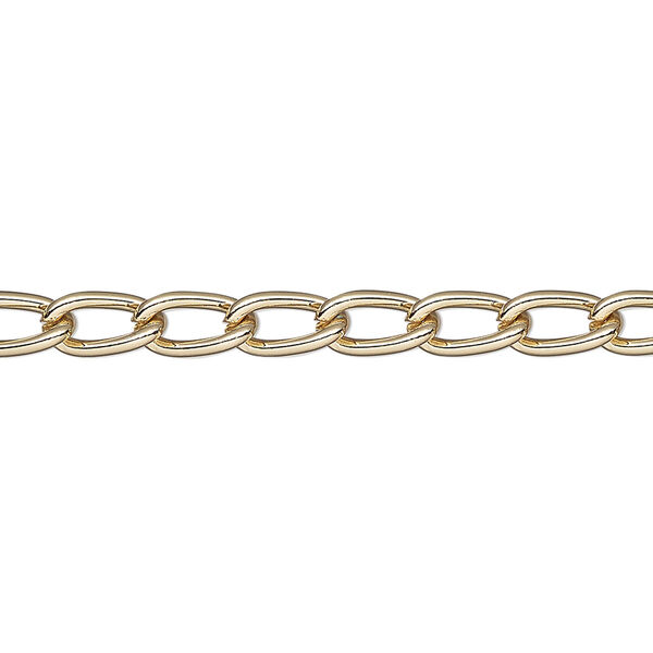 Chain, gold-finished steel, 4.5mm cable. Sold per pkg of 1 meter. image number 0