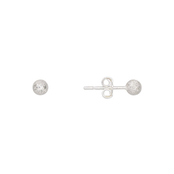 Earstud, sterling silver, 4mm stardust ball with post. Sold per pair. image number 0