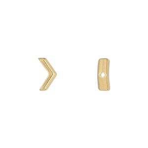 Bead, TierraCast®, "Make a Statement" collection, gold-plated pewter (tin-based alloy), 10x5.5mm faceted chevron with geometry theme. Sold per pkg of 20.