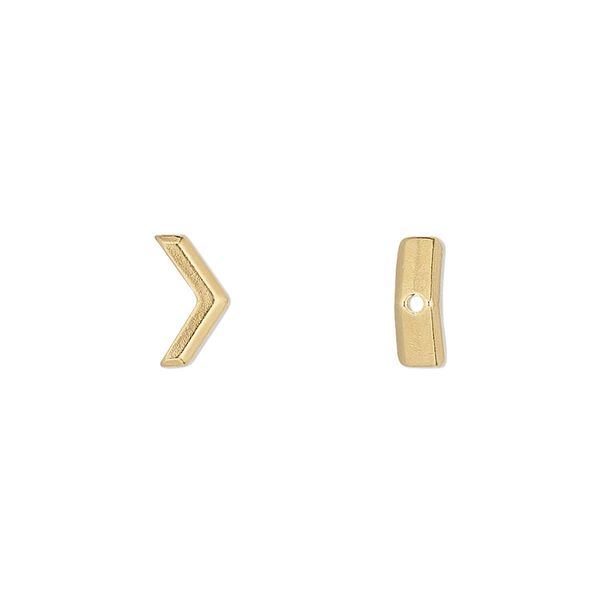 Bead, TierraCast®, "Make a Statement" collection, gold-plated pewter (tin-based alloy), 10x5.5mm faceted chevron with geometry theme. Sold per pkg of 20. image number 0