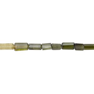 Green tourmaline 1pkg1, hand-cut faceted round tube bead natural 12 inch 3x2mm-12x4mm