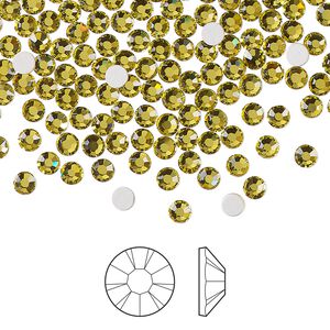 Flat back 144pk acid yellow foil back, Preciosa MAXIMA Czech crystal rhinestone 3-3.2mm chaton rose round SS12