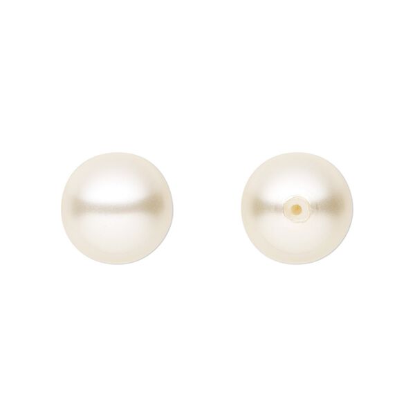 Pearl 4pk light creamrose, Preciosa Czech crystal 12mm half-drilled round image number 0
