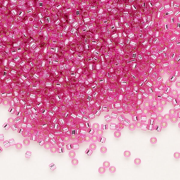Seed bead, Delica®, glass, pkg/50g, #11 round, Duracoat® opaque silver-lined pink parfait (DB-2153). image number 0