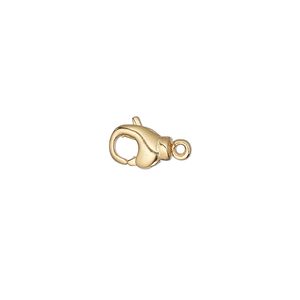 Clasp lobster claw 1pkg4 gold-plated, 8x5mm swivel, brass 1-strand