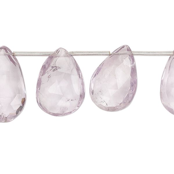 Lavender amethyst 1pkg14, hand-cut top-drilled faceted puffed teardrop bead natural 15x12mm-23x13mm image number 0