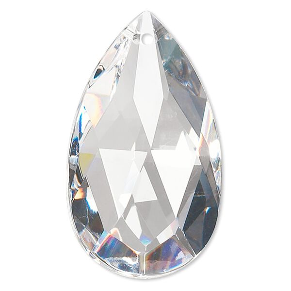 Suncatcher 1pk clear, Asfour Crystal 49x28mm top-drilled faceted puffed teardrop image number 0