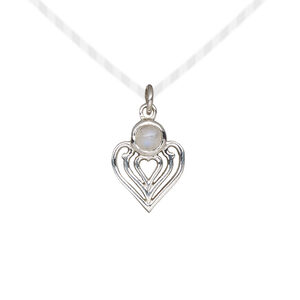 Rainbow moonstone / sterling silver 1pkg1, heart drop natural antiqued 14x11mm