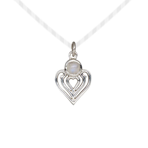 Rainbow moonstone / sterling silver 1pkg1, heart drop natural antiqued 14x11mm image number 0