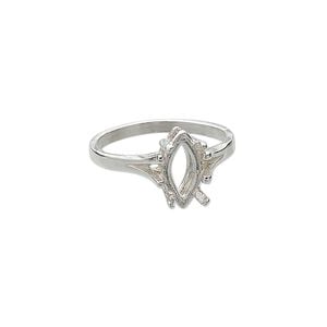 Ring, Sure-Set™, sterling silver, 12x6mm 4-prong marquise basket setting, size 6. Sold individually.