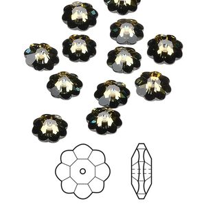 Margarita flower 12pk crystal tabac foil back, Crystal Passions® 8x3mm 3700