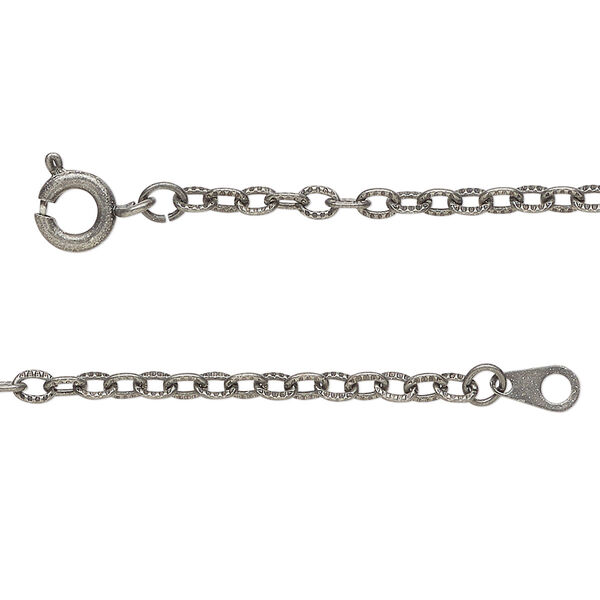 Chain, gunmetal-finished brass, 2.5mm textured cable, 24 inches with springring clasp. Sold individually. image number 0