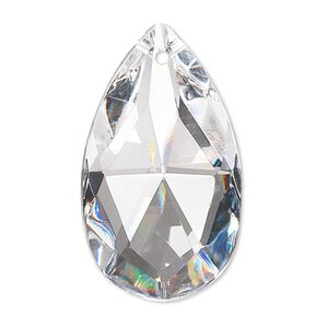 Suncatcher 1pk clear, Asfour Crystal 37x21.5mm top-drilled faceted puffed teardrop