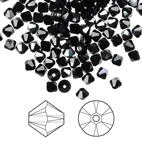 Bead 1440pk jet hematite, Swarovski® 4mm XILION bicone 5328 image number 0