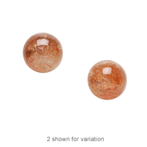Cabochon, sunstone (natural), golden-orange, 12mm hand-cut calibrated round, B grade, Mohs hardness 6 to 6-1/2. Sold individually. image number 0