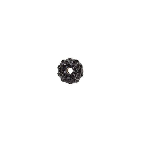 Bead, glass rhinestone / epoxy / resin, black, 8mm round. Sold individually. image number 1