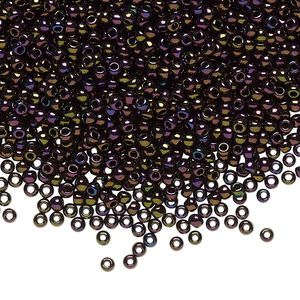 Seed bead, TOHO BEADS®, glass, pkg/7.5g, #11 round, opaque metallic iris purple (TR-11-85).