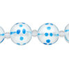 Bead, glass 1pkg8, opaque turquoise blue and white, 14mm hand-painted round. image number 0