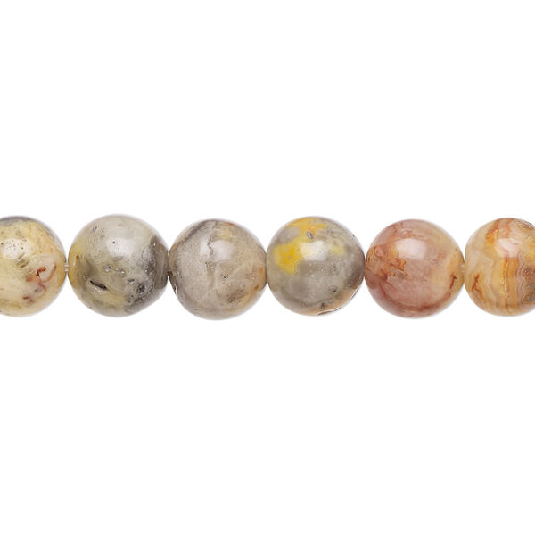 Bead, crazy lace agate (natural), 8mm round, B grade, Mohs hardness 6-1/2 to 7. Sold per 15-1/2" to 16" strand. image number 0