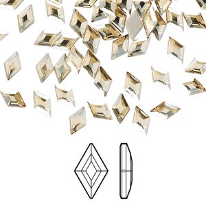 Flat back 288pk crystal golden shadow foil back, Swarovski® 6.6x3.9mm diamond 2773