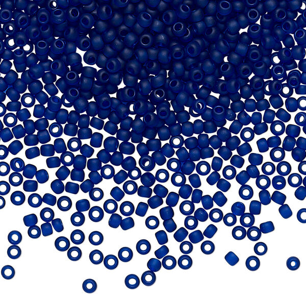 Seed bead, TOHO BEADS®, glass, pkg/7.5g, #11 round, translucent frosted cobalt (TR-11-8DF). image number 0