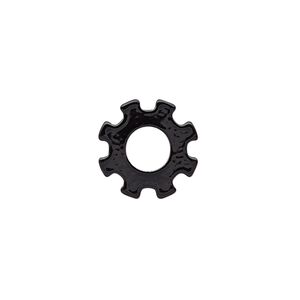 Component, painted steel, black, 15mm gear with 6mm center hole. Sold per pkg of 10.