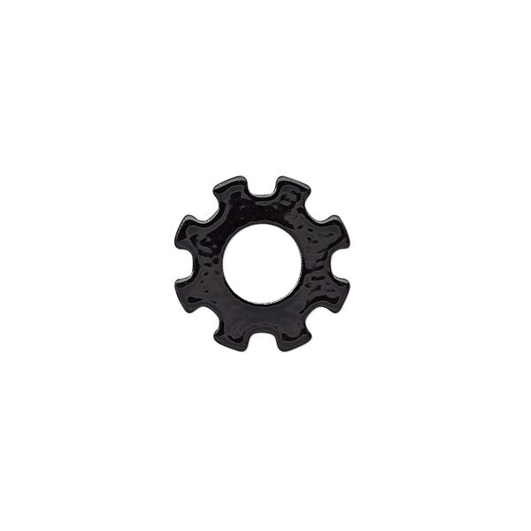 Component, painted steel, black, 15mm gear with 6mm center hole. Sold per pkg of 10. image number 0