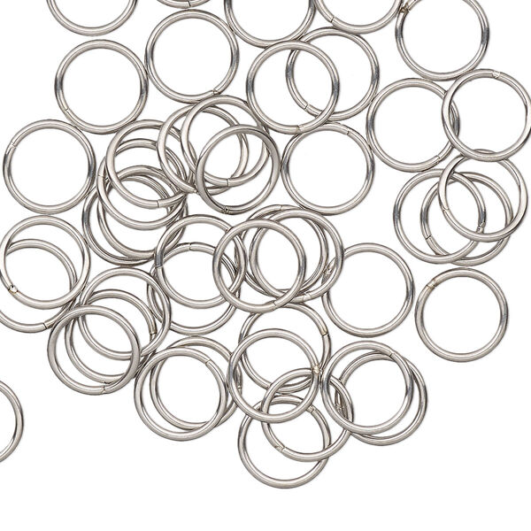 Jump ring, stainless steel, 8mm welded round, 6.4mm inside diameter, 20 gauge. Sold per pkg of 50. image number 0