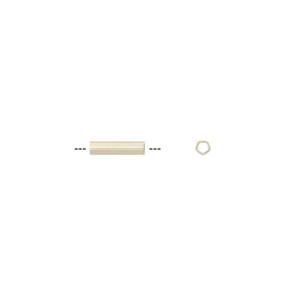 Bead, 14Kt gold-filled, 8x2mm five-sided tube. Sold per pkg of 4. image number 0