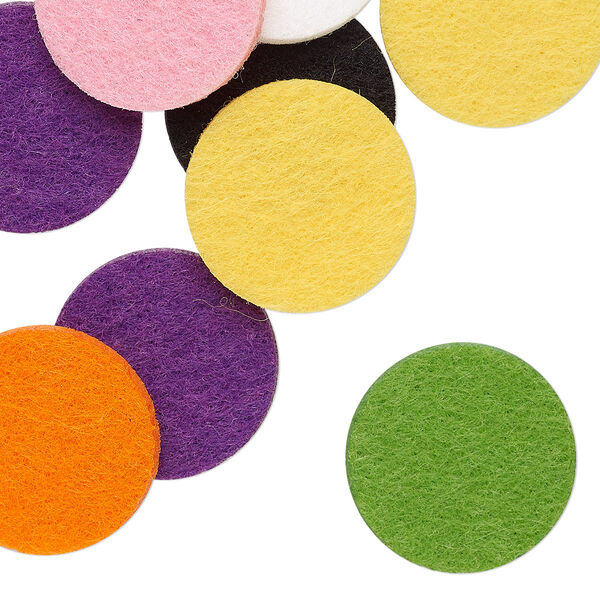 Locket insert mix, felt, mixed colors, 22mm flat round. Sold per pkg of 20. image number 0