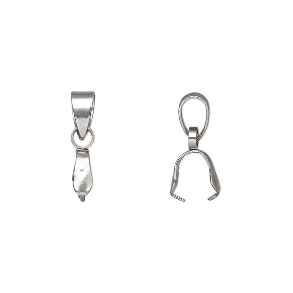 Bail, ice-pick, stainless steel, 15x3mm with 6mm grip length and soldered bail. Sold per pkg of 20. image number 0