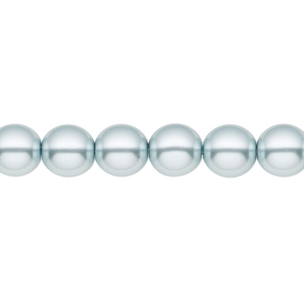 Bead, Czech pearl-coated glass druk, opaque light blue, 8mm round. Sold per 15-1/2" to 16" strand. image number 0