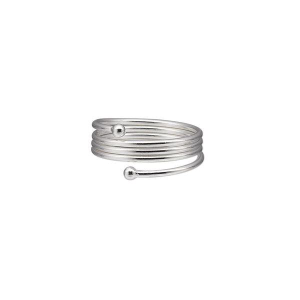 Ring, sterling silver, 5-8mm wire spring, adjustable. Sold individually. image number 0