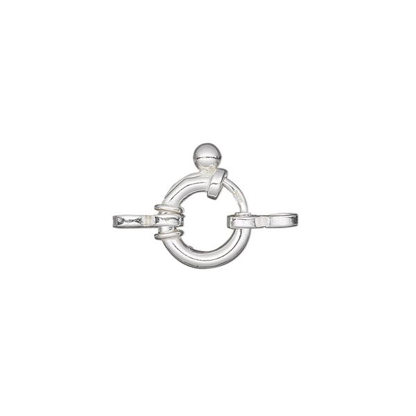 Springring 1pkg1 sterling silver, 10mm, steel clasp 1-strand image number 0