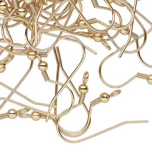 Ear wire fishhook 1pkg100 dark gold-finished, 20mm / 3mm ball / 4mm coil / perpendicular open loop, 21 gauge stainless steel