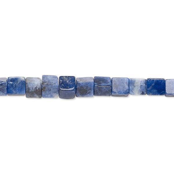 Bead, sodalite (natural), 4x4mm cube, B grade, Mohs hardness 5 to 6. Sold per 15-1/2" to 16" strand. image number 0