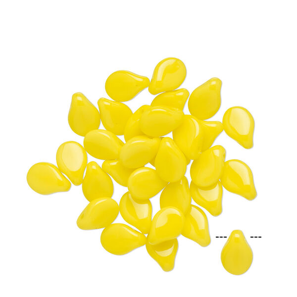 Bead, Preciosa Pip™, Czech pressed glass, opaque yellow, 7x5mm top-drilled pip. Sold per pkg of 30. image number 0