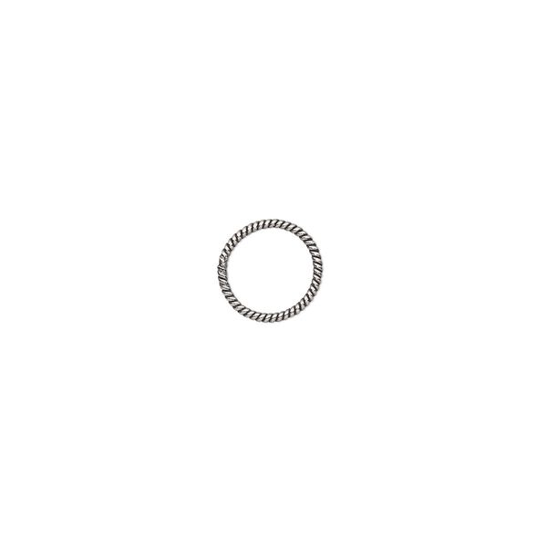 Jump ring, antiqued sterling silver, 9mm soldered twisted round, 7.5mm inside diameter, 20 gauge. Sold per pkg of 2. image number 0