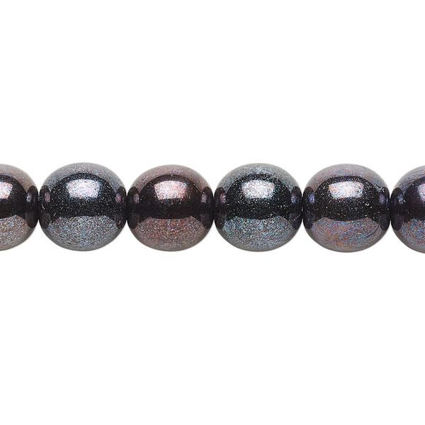 Bead, Czech glass druk, opaque purple luster, 10mm round. Sold per 15-1/2" to 16" strand. image number 0