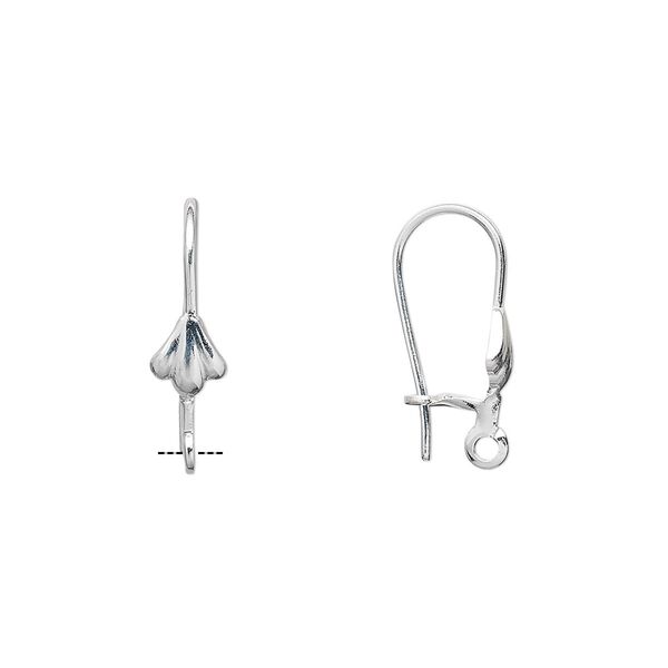 Ear wire, silver-plated brass, 18mm kidney with 6x5mm shield and open loop, 20-21 gauge. Sold per pkg of 5 pairs. image number 0