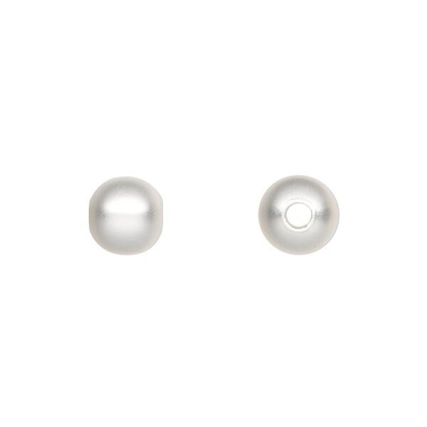Bead, silver-plated brass with satin finish, 8mm round. Sold per pkg of 100. image number 0