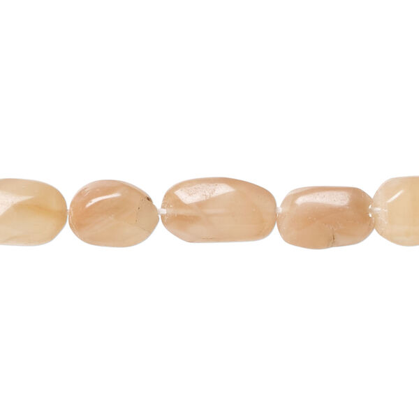 Peach/pink moonstone 1pkg1, hand-cut nugget bead natural, 13 inch mini to small image number 0