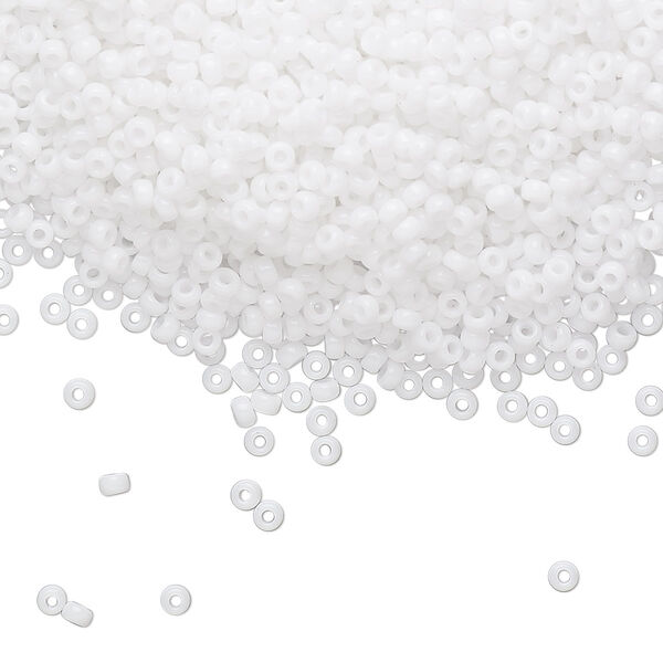 Seed bead, Miyuki, glass, pkg/25g, #11 rocaille, opaque white, (RR-402). image number 0