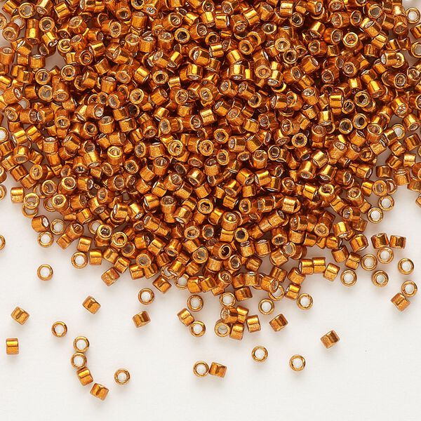 Seed bead, Delica®, glass, pkg/250g, #11 round, opaque galvanized burnt orange (DB-0421). image number 0