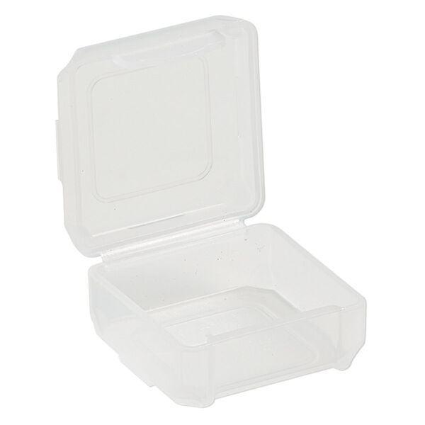 Organizer, Dot Box™, plastic, clear, 1-1/4 x 1-1/4 x 1/2 inch rectangle with pop-up lid. Sold per pkg of 8. image number 1