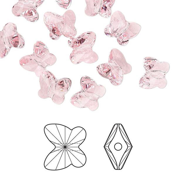 Bead 288pk light rose, Swarovski® 8x7mm butterfly 5754 image number 0