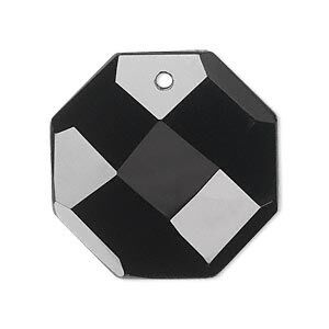 Black onyx 1pkg2, top-drilled faceted octagon focal 30mm