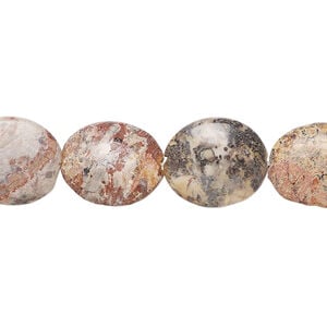 Leopardskin jasper 1pkg1, puffed oval bead natural, 15 inch 13x11mm-14x13mm
